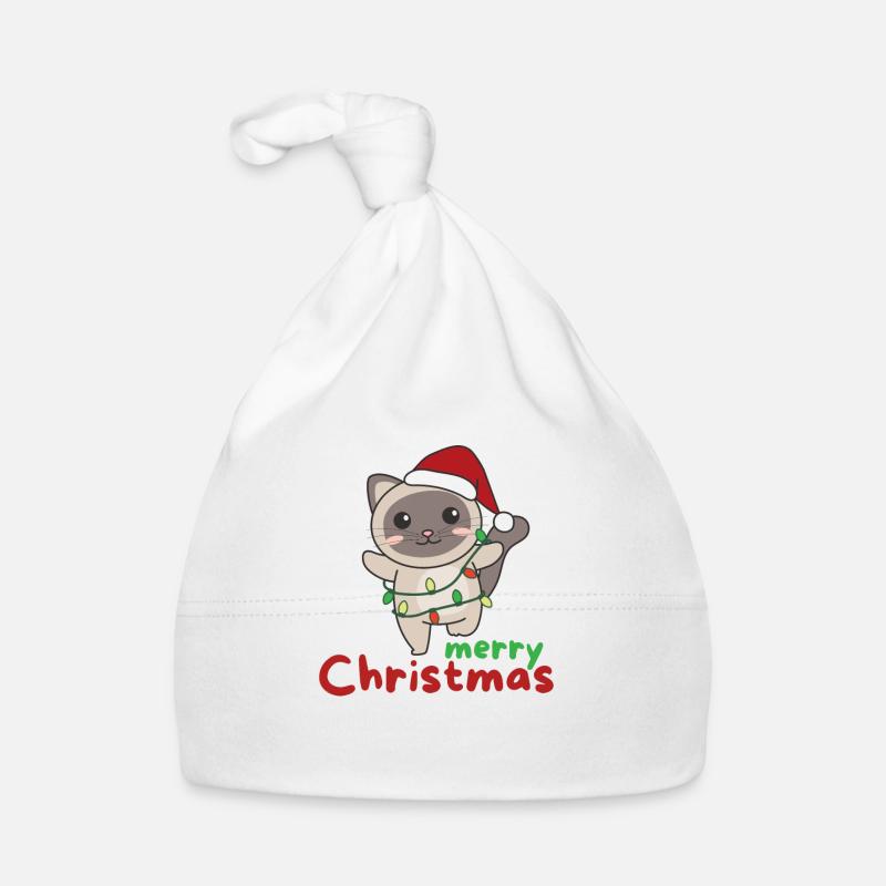 Chat Joyeux Noël Hiver Animaux Chats Bonnet bio Bébé
