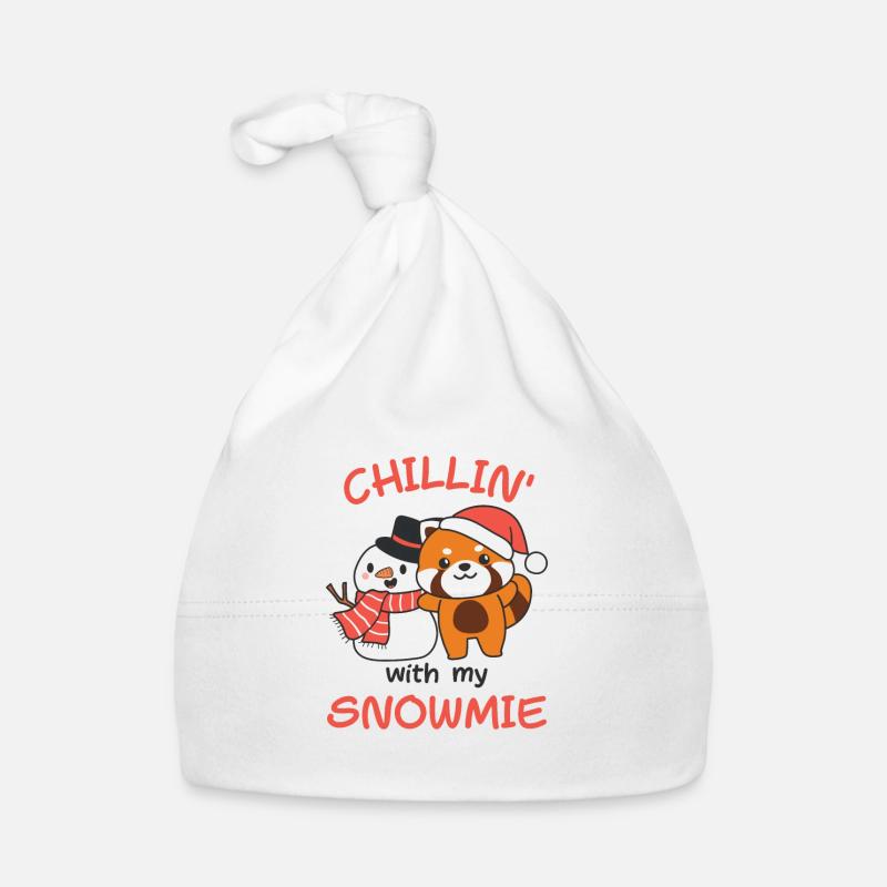 Red Panda Chillin avec mon bonhomme de neige Bonnet bio Bébé