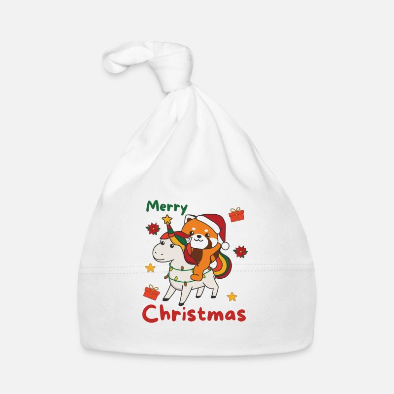 Noël Panda Rouge Joyeux Noël Licorne Bonnet bio Bébé