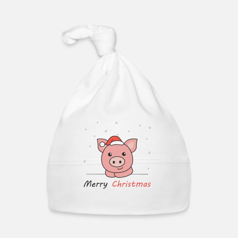 Cochon Noël Neige Hiver Animaux Cochons Bonnet bio Bébé