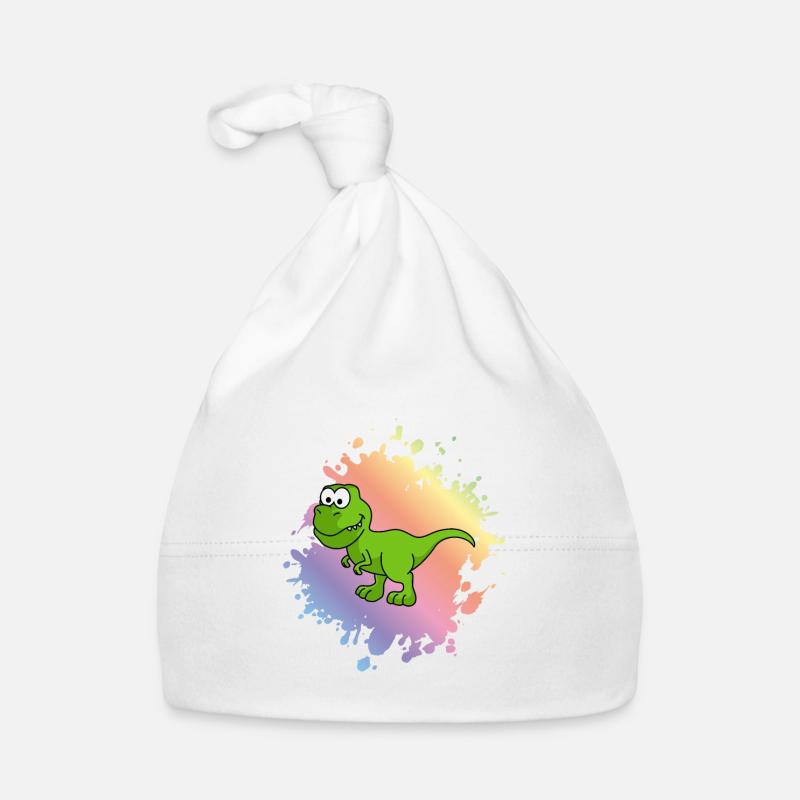 Dinosaur T-Rex Comic - Organic Baby Cap - white