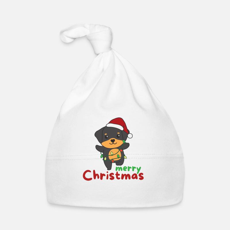 Rottweiler Joyeux Noël Hiver Chiens mignons Bonnet bio Bébé