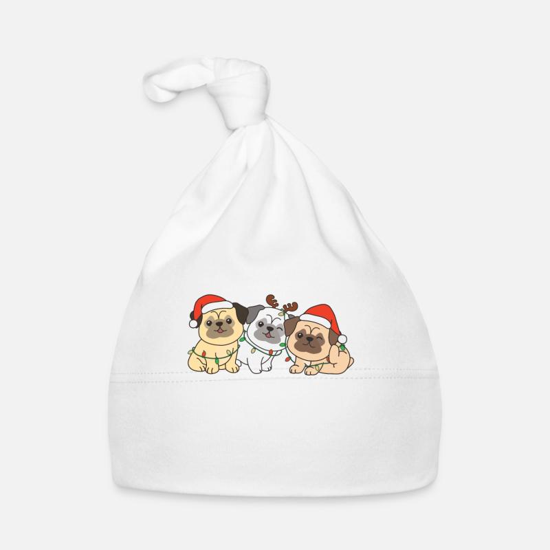 Carlin Noël Animaux Chiens mignons Bonnet bio Bébé