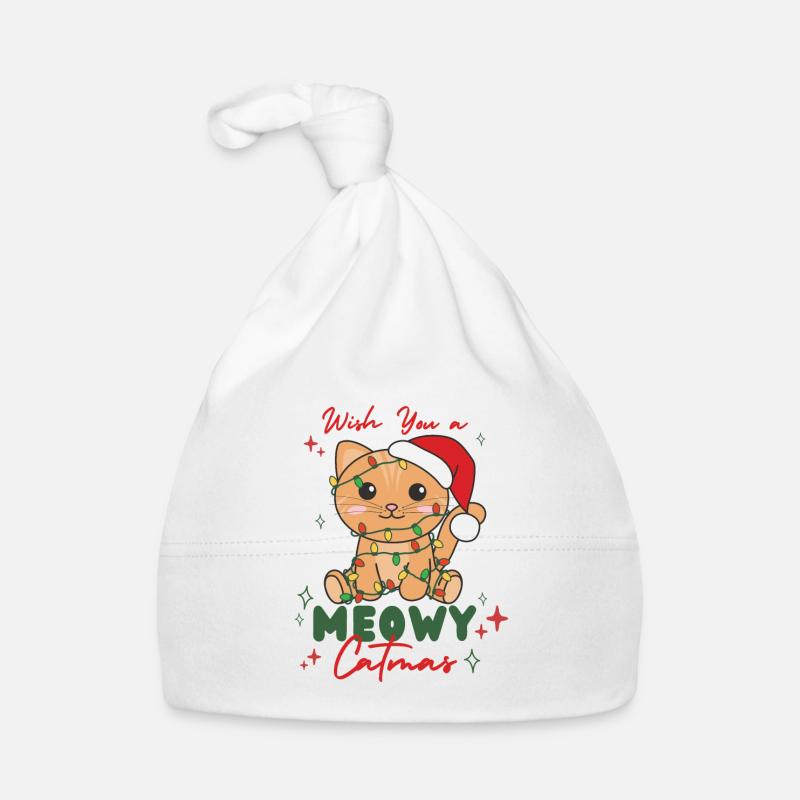 chat animaux de noël mignon chat miaou catmas Bonnet bio Bébé