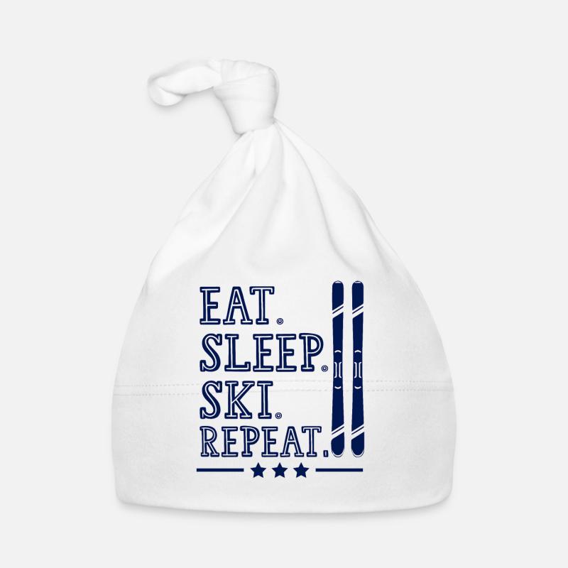 eat sleep skiing repeat Organic Baby Cap