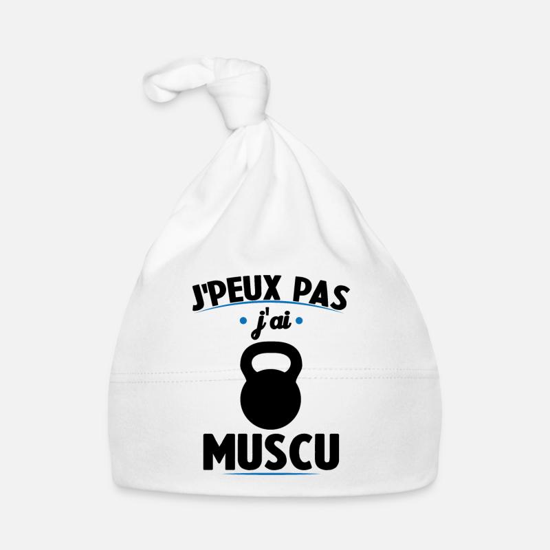Je Peux Pas J'ai Muscu - Bonnet bio Bébé - blanc