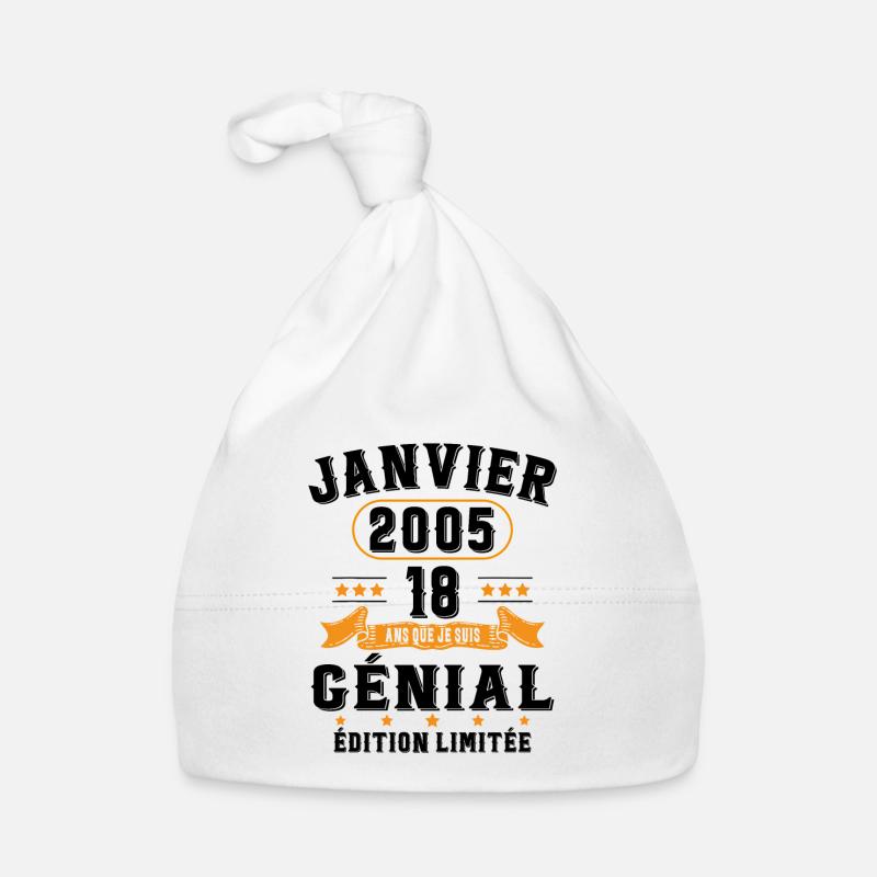 18 Ans Janvier 2005 Vintage Cadeau D'anniversaire - Bonnet bio Bébé - blanc