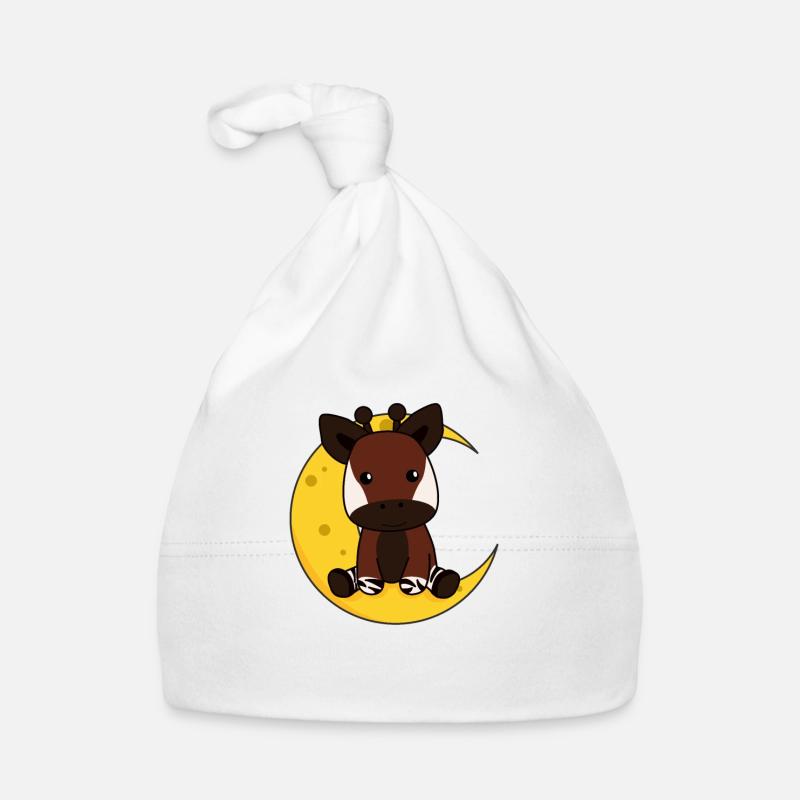 Moon okapi cute animals for kids for the night Organic Baby Cap