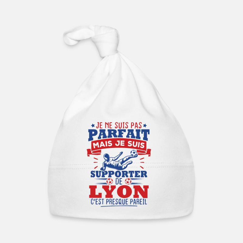 Pas parfait mais je suis supporter de Lyon - Bonnet bio Bébé - blanc