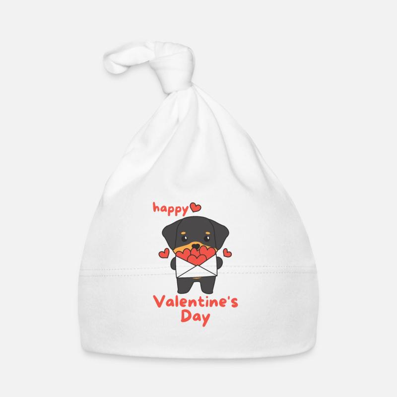 Rottweilers pour la Saint-Valentin animaux mignons avec des cœurs Bonnet bio Bébé