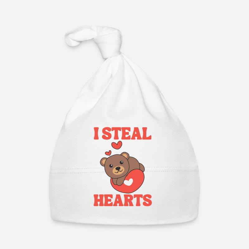 Ours pour la Saint-Valentin Je vole des cœurs Bonnet bio Bébé