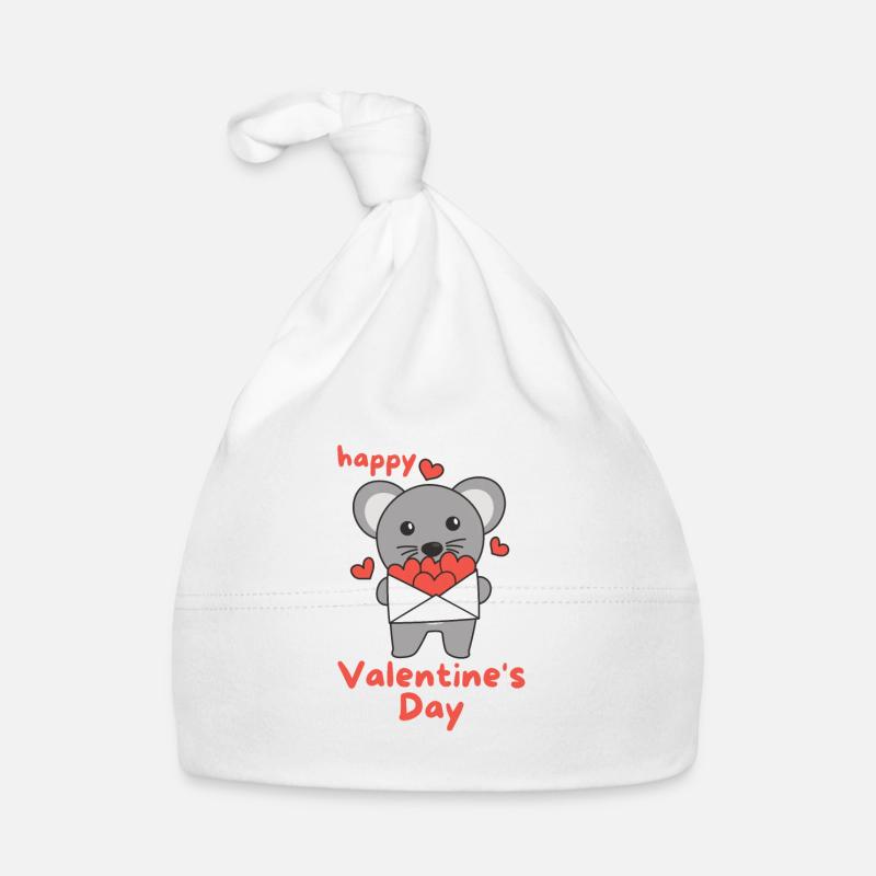 Souris pour la Saint-Valentin animaux mignons avec des cœurs Bonnet bio Bébé