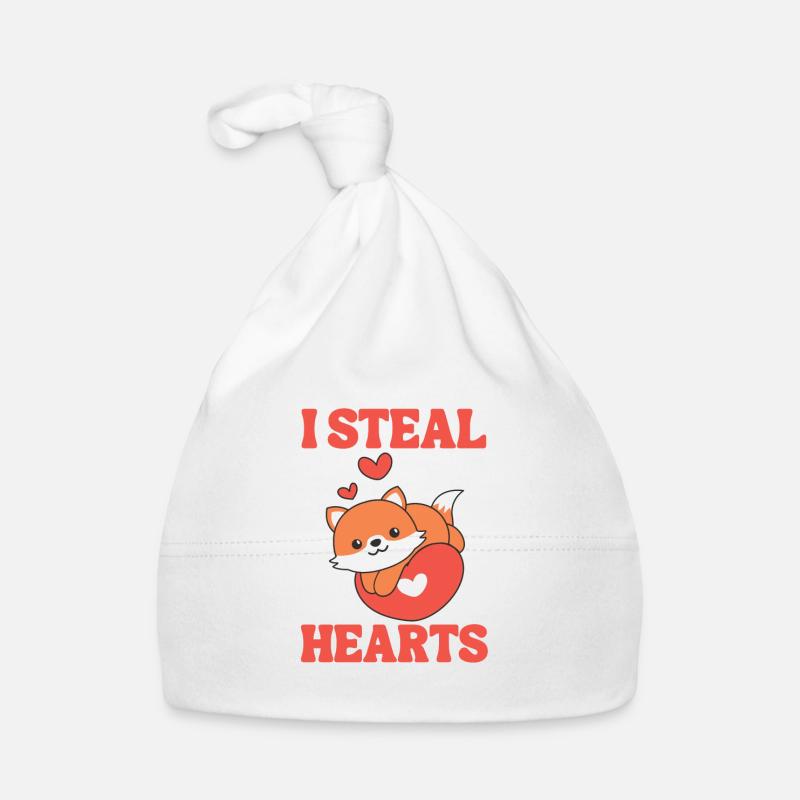 Renard pour la Saint-Valentin Je vole des cœurs Bonnet bio Bébé