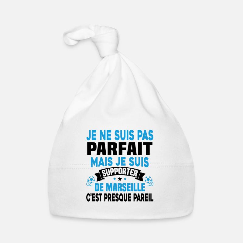 Pas Parfait mais Je suis Supporter de Marseille - Bonnet bio Bébé - blanc