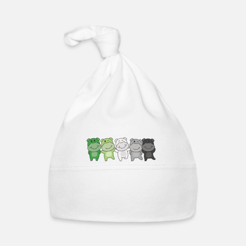 Aromantic Flag Pride LGBTQ Cute Hippo Organic Baby Cap