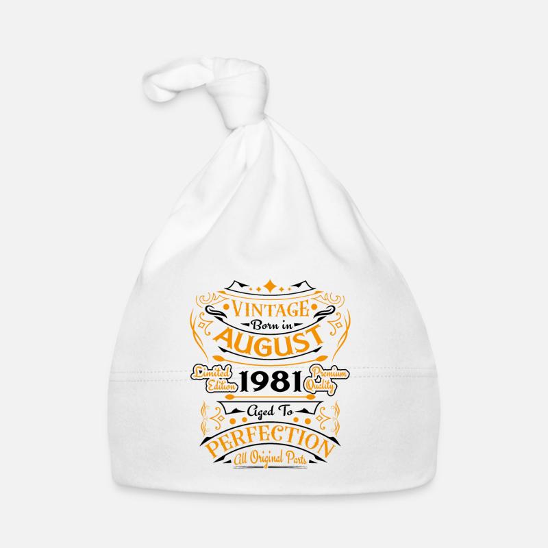 Août 1981 Vintage Anniversaire Rétro Bonnet bio Bébé