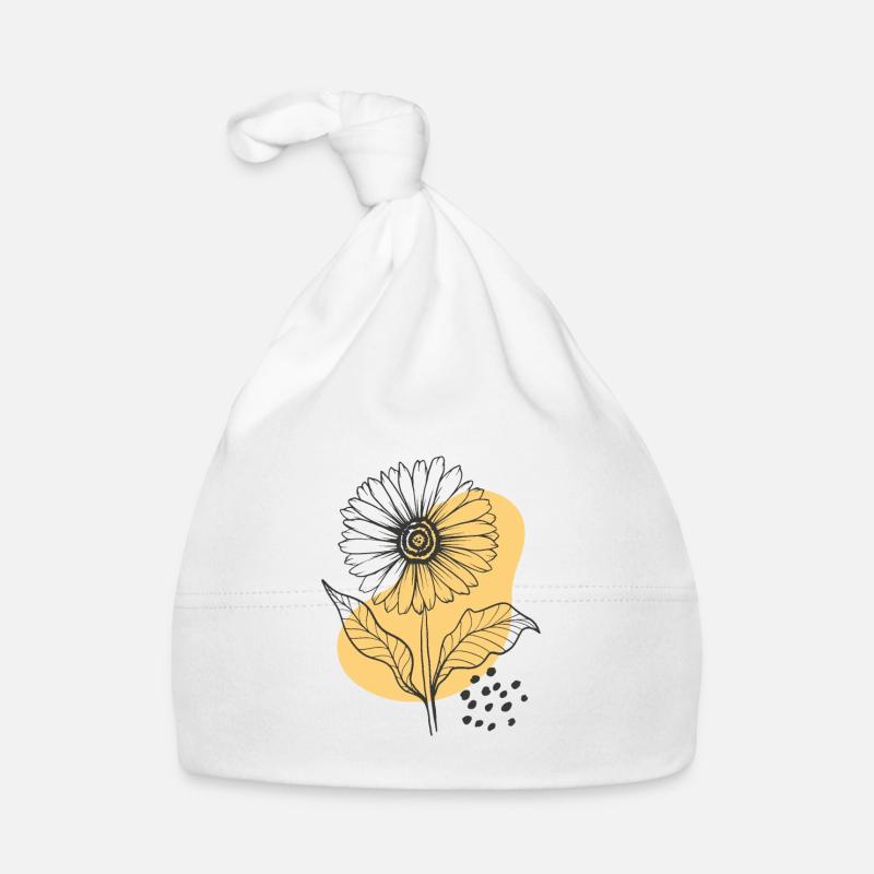 Fleur dessinée à la main 6 Bonnet bio Bébé