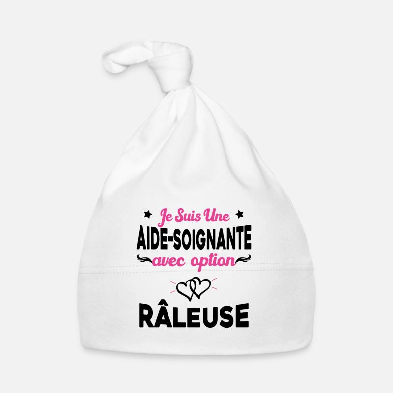 je suis une aide soignante avec option râleuse - Bonnet bio Bébé - blanc