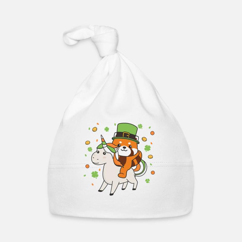 Roter Panda mit Einhorn St. Patricks Day Irland Baby Bio-Mütze