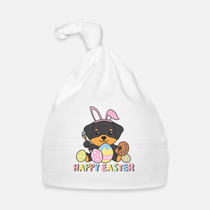 joyeux Pâques doux rottweiler Chiens de Pâques Bonnet bio Bébé