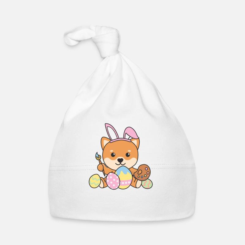 happy easter süßes Shiba Inu Ostern mit Ostereiern Baby Bio-Mütze