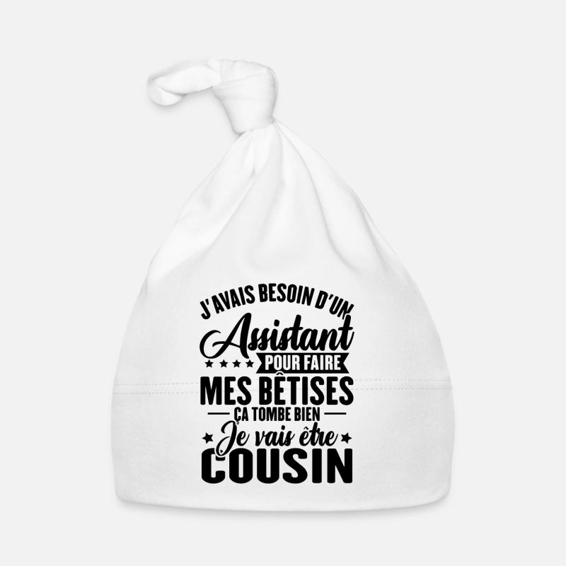 Je vais être cousin, Cadeau future cousin - Bonnet bio Bébé - blanc