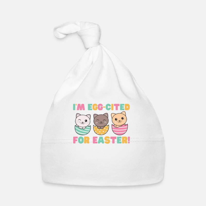 cute cats at Easter with Easter eggs cat Organic Baby Cap