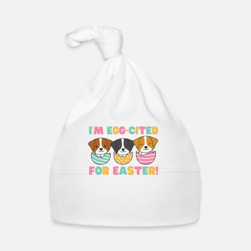 cute dogs for Easter with Easter eggs Jack Russell Organic Baby Cap