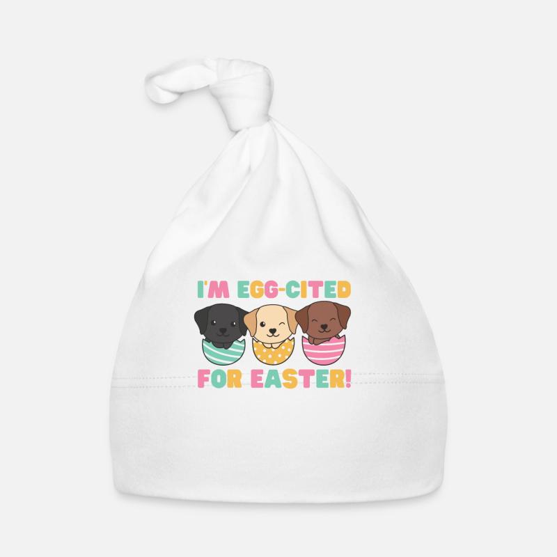 cute dogs at Easter with Easter eggs Labrador Organic Baby Cap