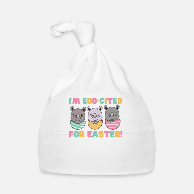 cute rhinos at Easter with Easter eggs rhino Organic Baby Cap