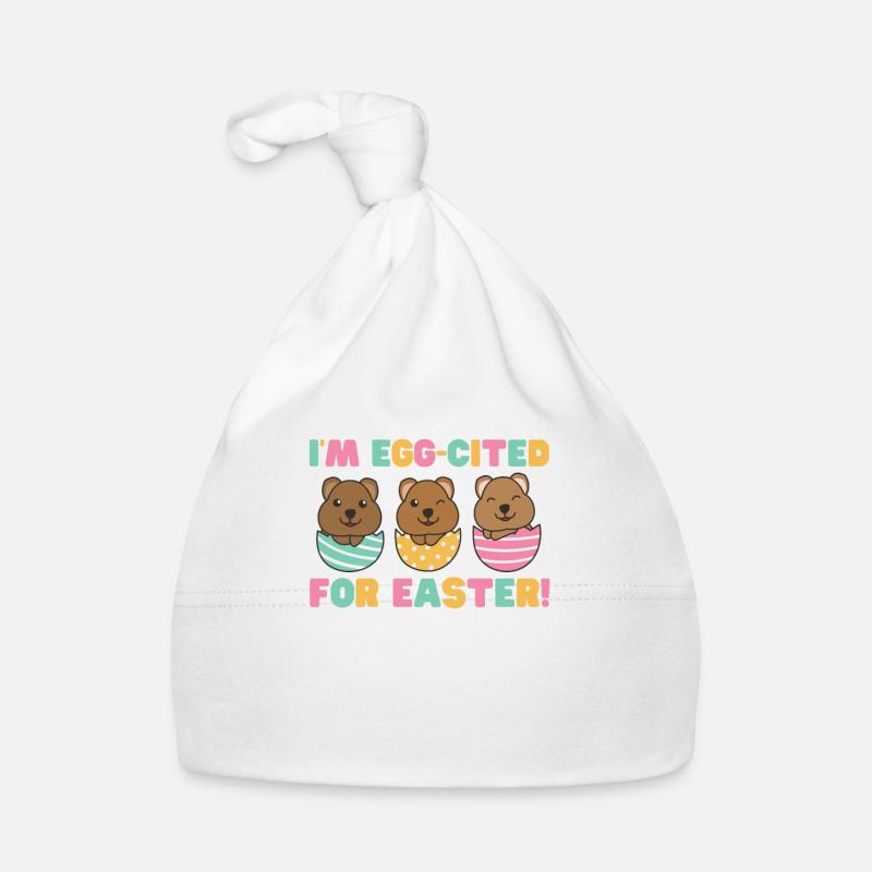sweet quokkas for Easter with Easter eggs quokka Organic Baby Cap