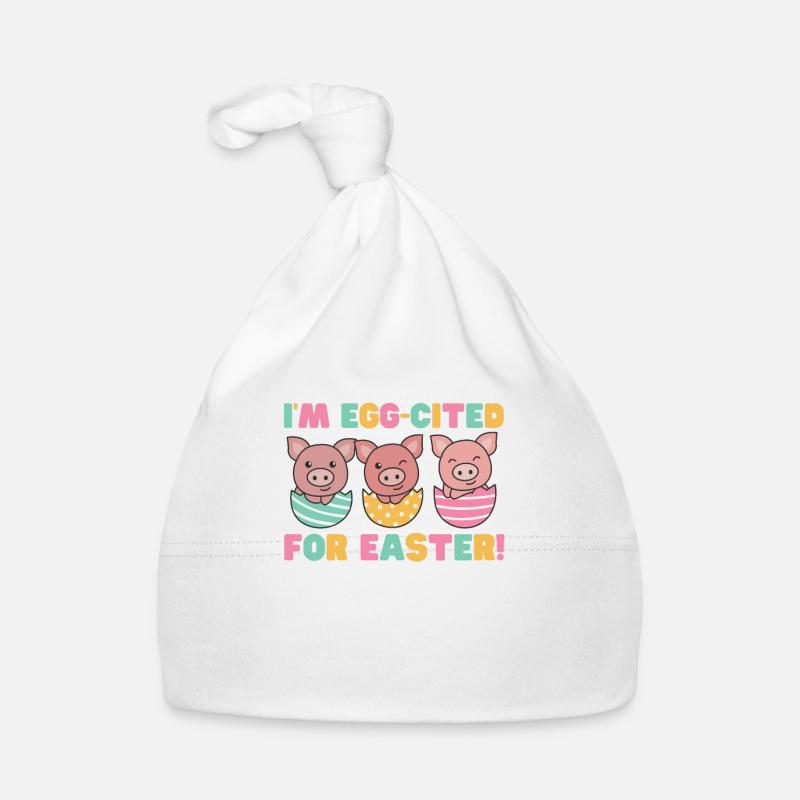 sweet pigs at Easter with Easter eggs pork Organic Baby Cap