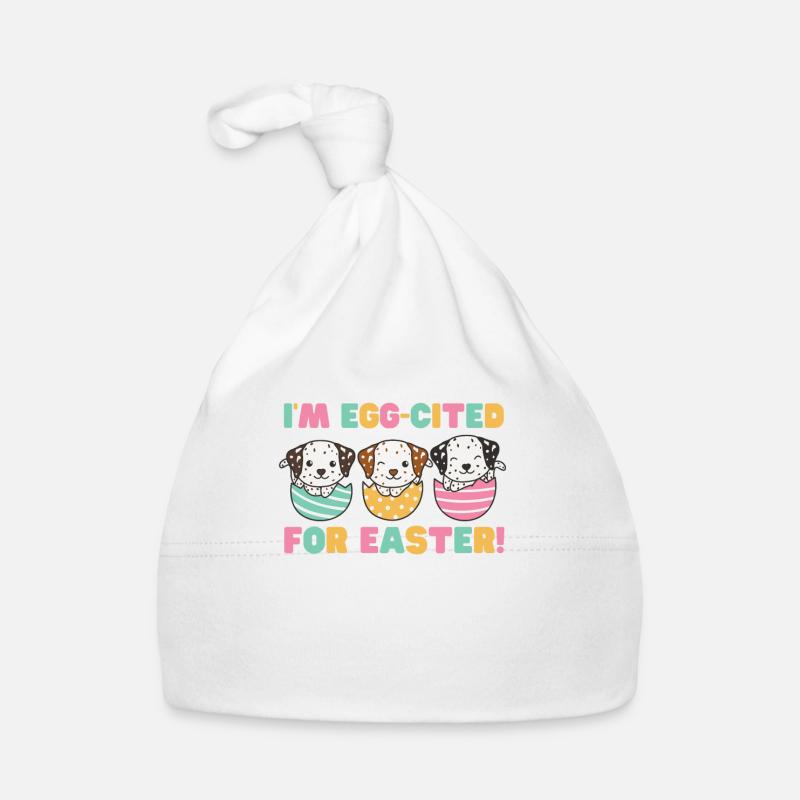 cute dogs at Easter with Easter eggs Dalmatians Organic Baby Cap