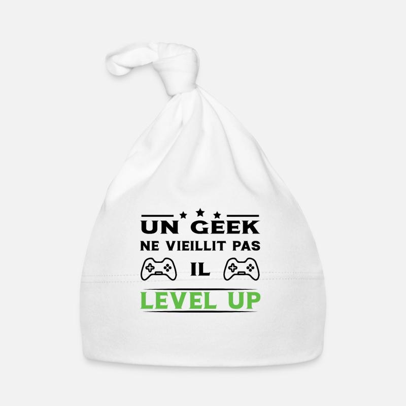 Un geek ne vieillit pas il level up Bonnet bio Bébé