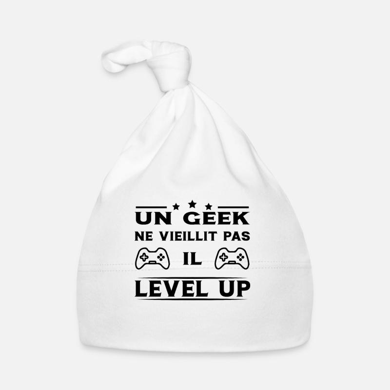 Un geek ne vieillit pas il level up Bonnet bio Bébé