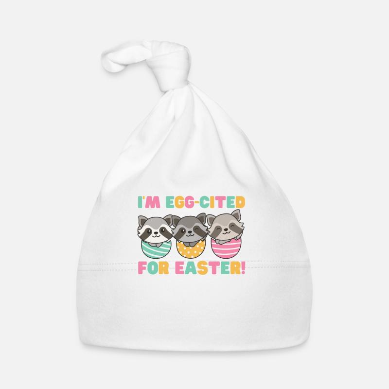 cute raccoons for Easter with Easter eggs raccoon Organic Baby Cap