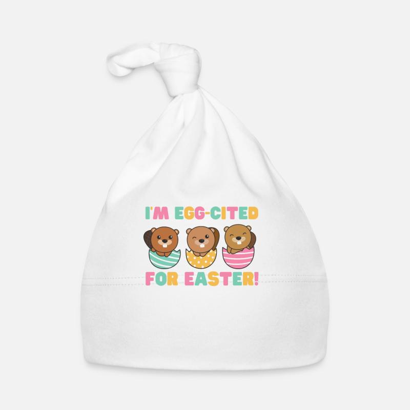 castors doux à Pâques avec œufs de Pâques castor Bonnet bio Bébé