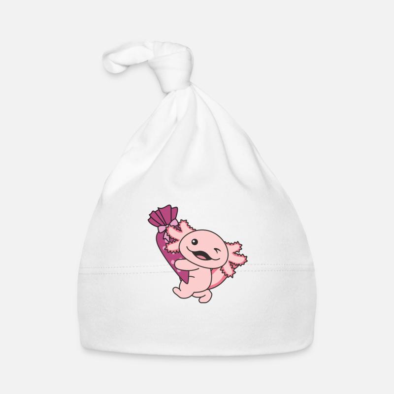 bye bye Kindergarten hallo Schule Axolotl - Baby Bio-Mütze - Weiß