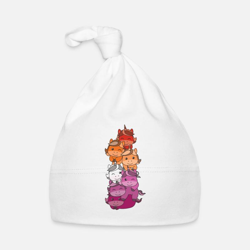 Lesbian Flag Pride LGBTQ Cute Unicorn Stack Bonnet bio Bébé
