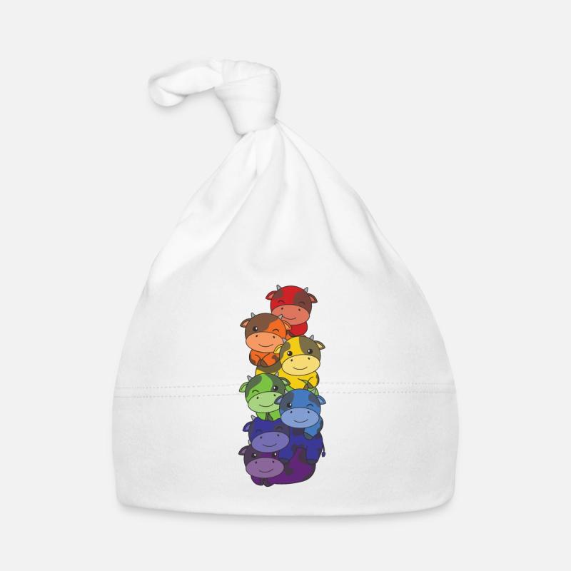 Rainbow cow mignon vache colorée pour les enfants Bonnet bio Bébé