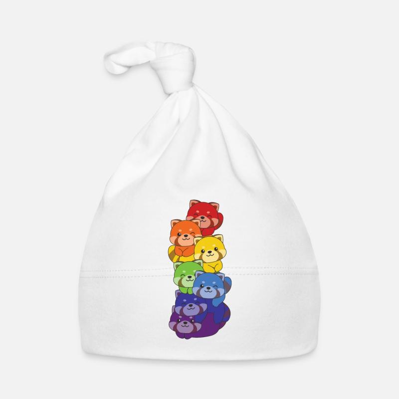 Rainbow Red Panda Cute Colorful Red Panda pour - Bonnet bio Bébé - blanc