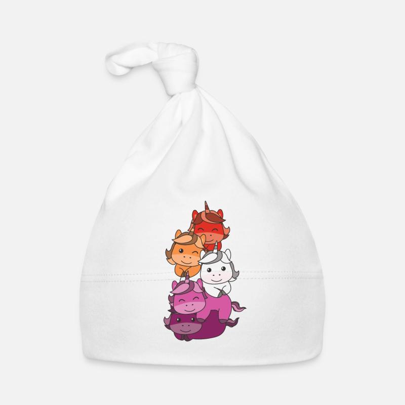 Lesbian Flag Pride LGBTQ Cute Unicorn Stack Bonnet bio Bébé