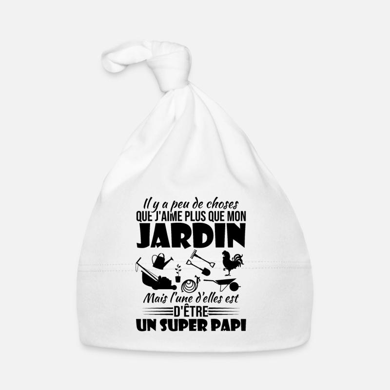J'aime mon jardin et un super papi - Bonnet bio Bébé - blanc