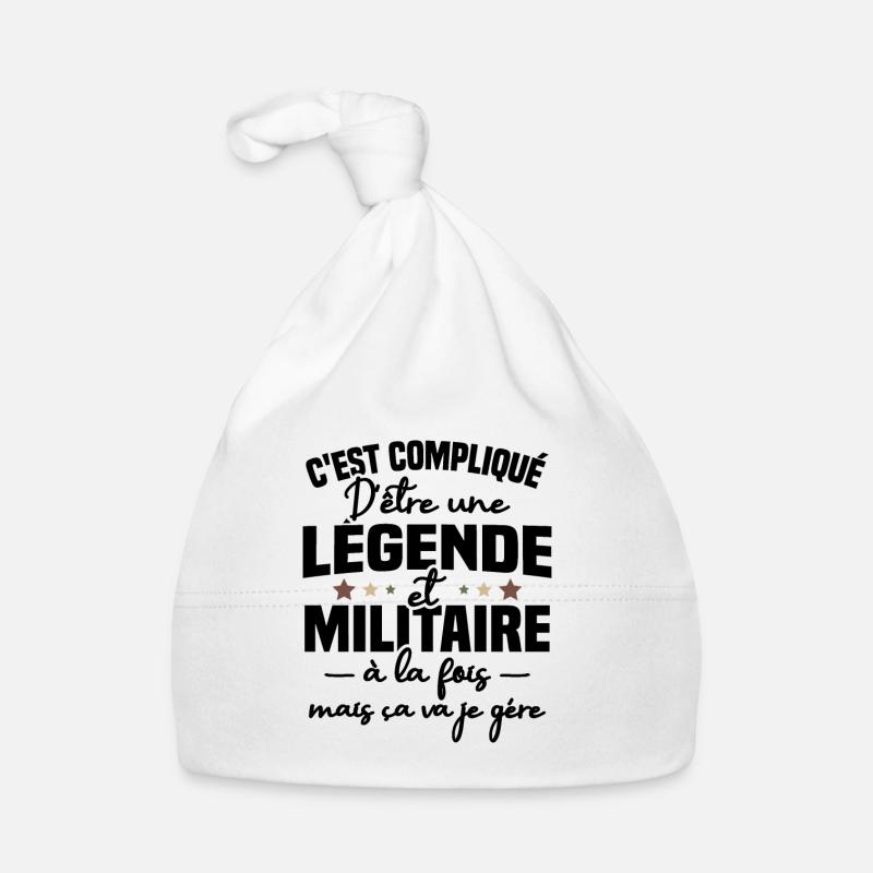 Légende et militaire - Bonnet bio Bébé - blanc