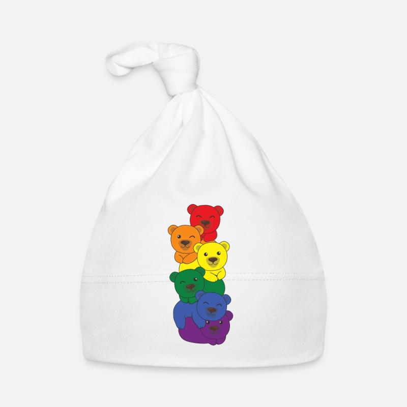 Regenbogen Flag Pride LGBTQ süßer Bär Stapel Baby Bio-Mütze