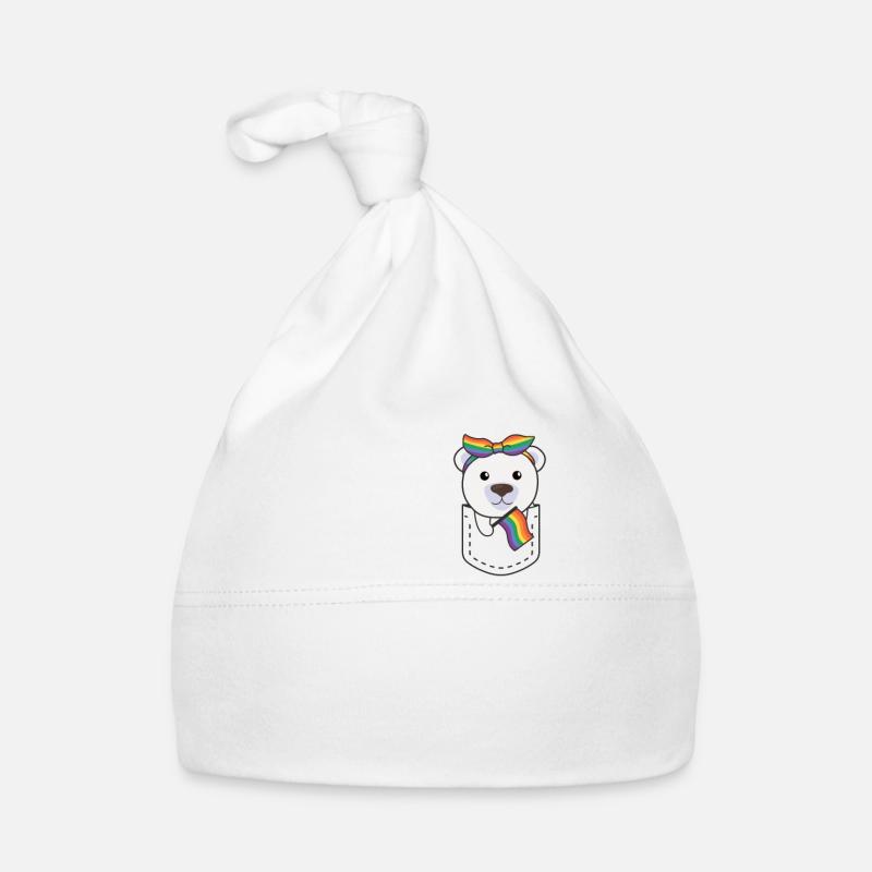 Rainbow Polar Bear Flag Pride LGBTQ Polar Bears Organic Baby Cap