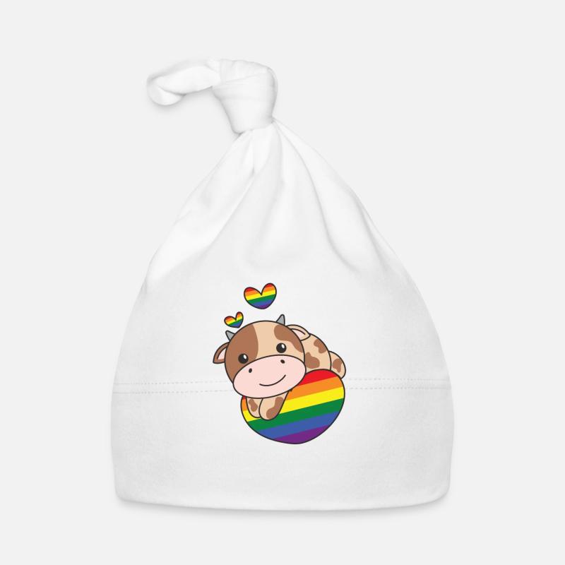 Rainbow Flag Pride LGBTQ Mignon Cow Love Bonnet bio Bébé