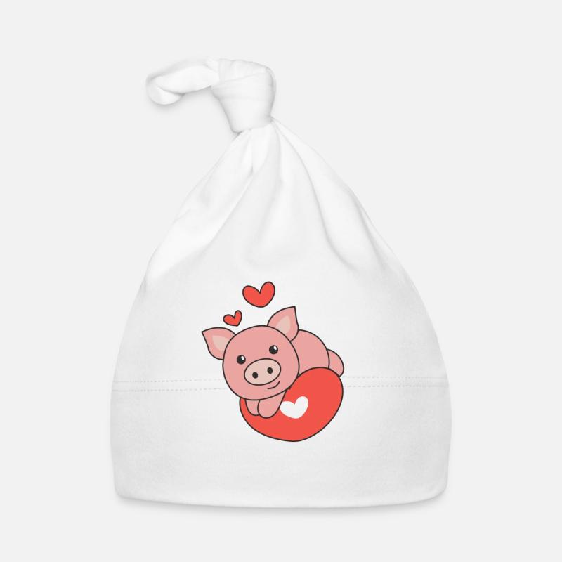 Cochon pour la Saint-Valentin coeur d’animaux mignons Bonnet bio Bébé