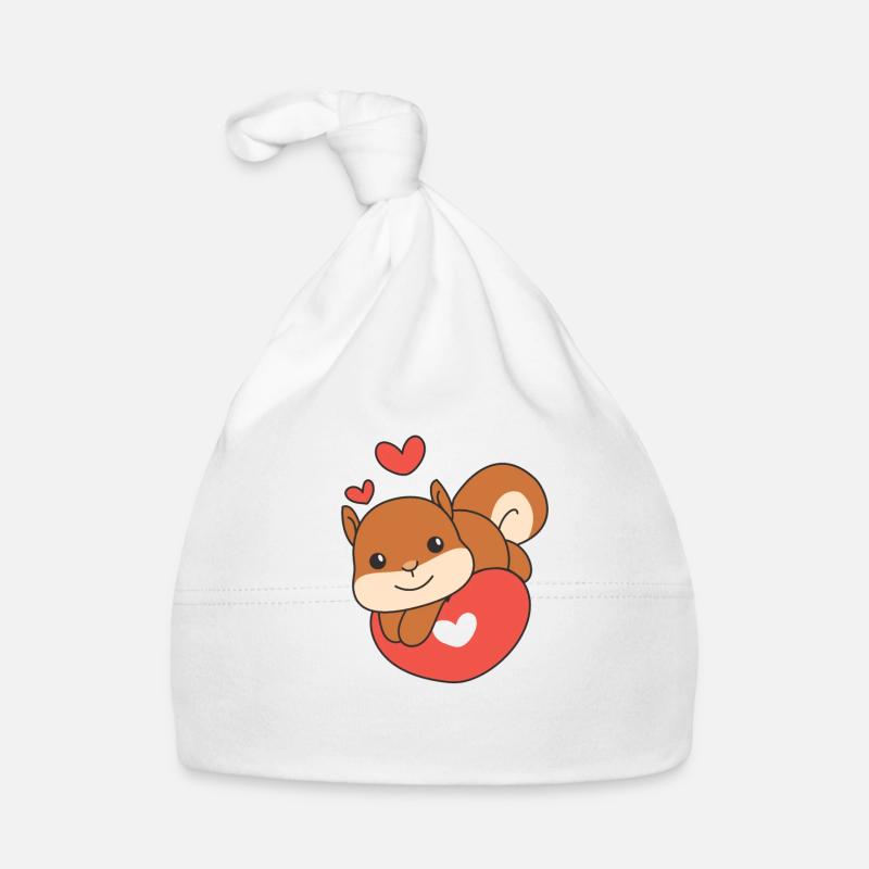Squirrels for Valentine's Day cute animals hearts Organic Baby Cap