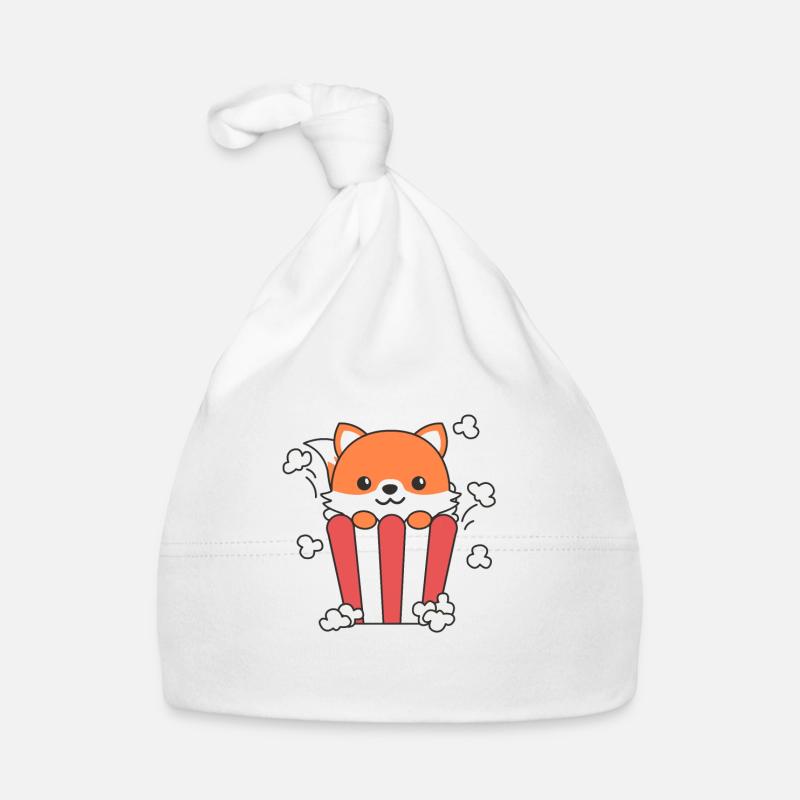 Fox Popcorn Time funny animals in fast food Organic Baby Cap
